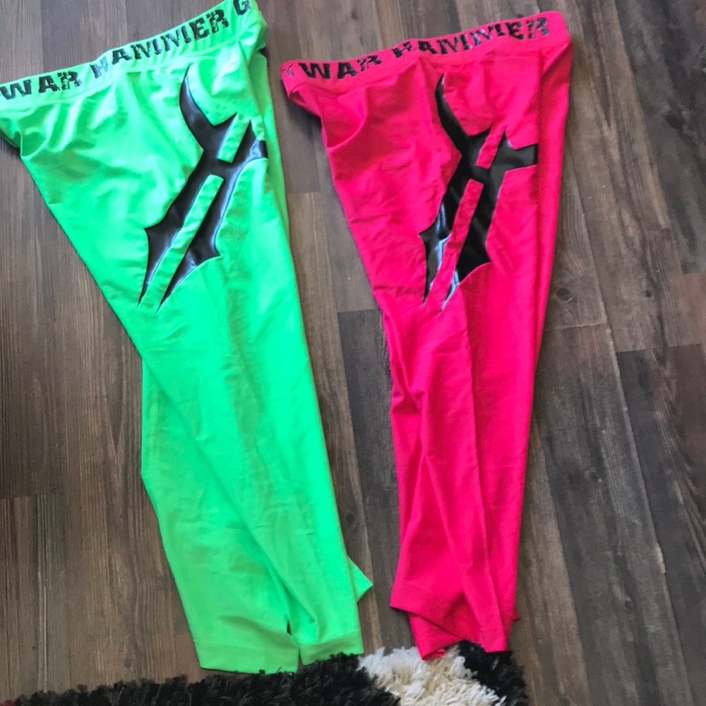 Neon Green & Hot Pink Athletic Leggings -